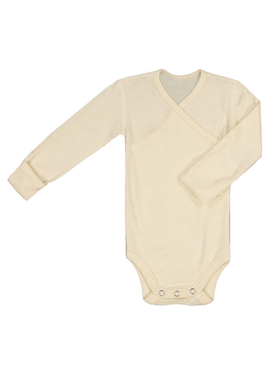 Baby body with long sleeves, silk wool