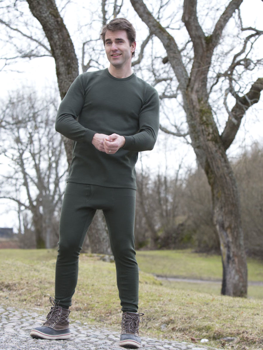 Ruskovilla's organic merino wool underpants for men in green