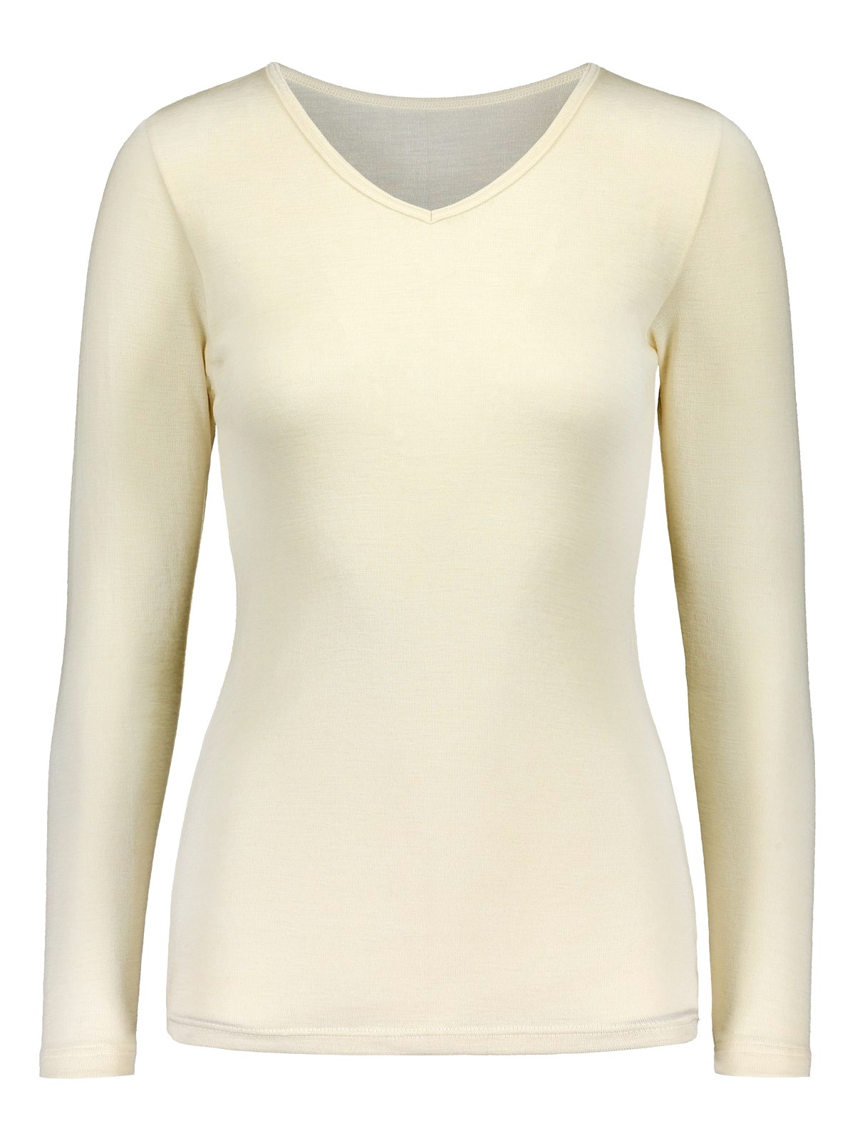 Ruskovillan naisten valkoinen pitkähihainen aluspaita silkkivillaa