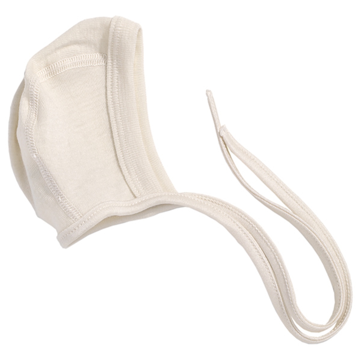 Ruskovilla's white baby bonnet in silk wool 