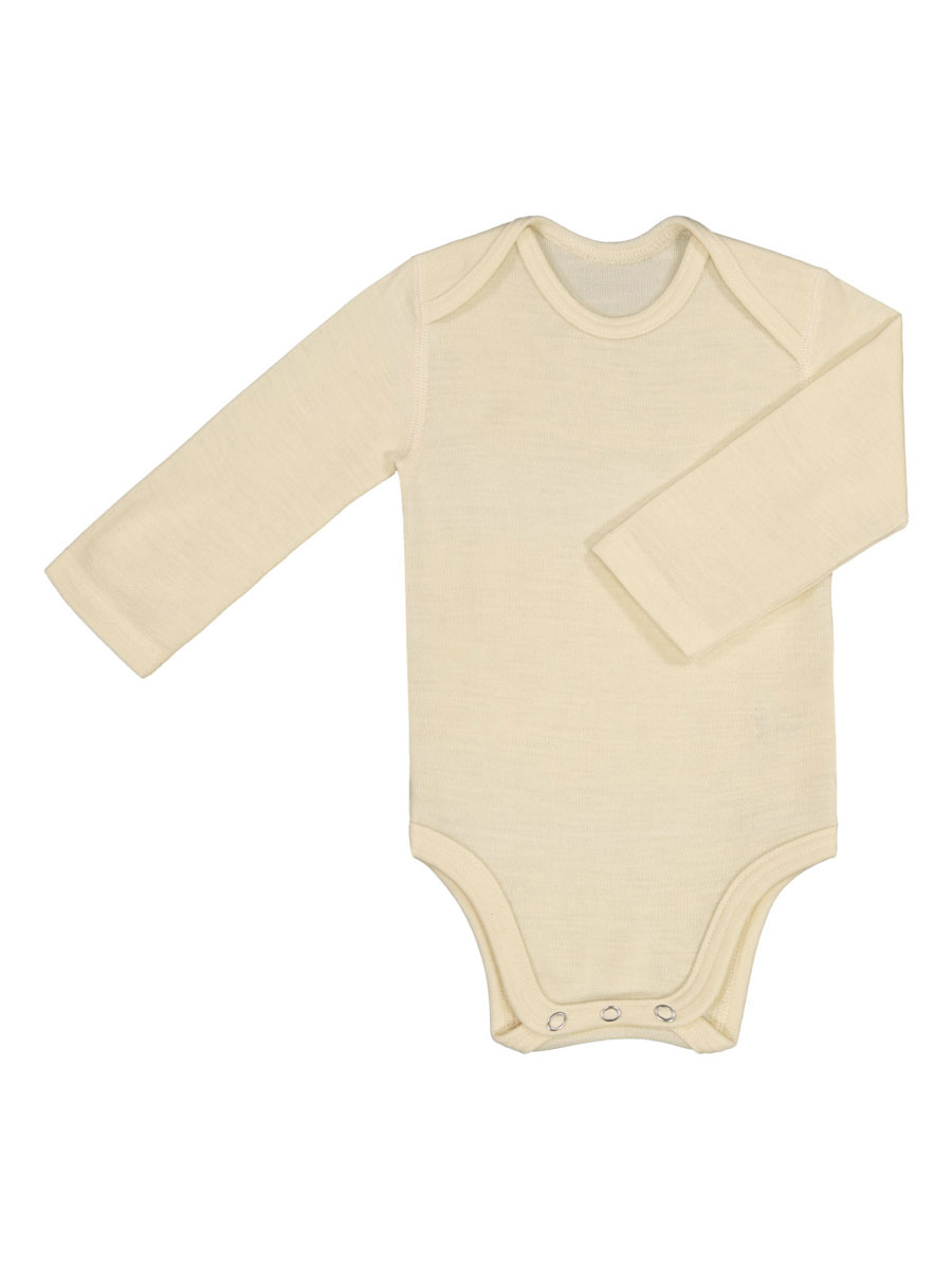 Baby body with long sleeves, merino wool