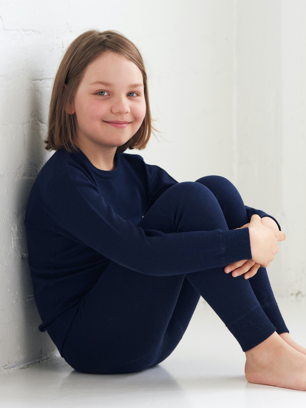 Ruskovilla's organic merino wool undershirt for children in blue