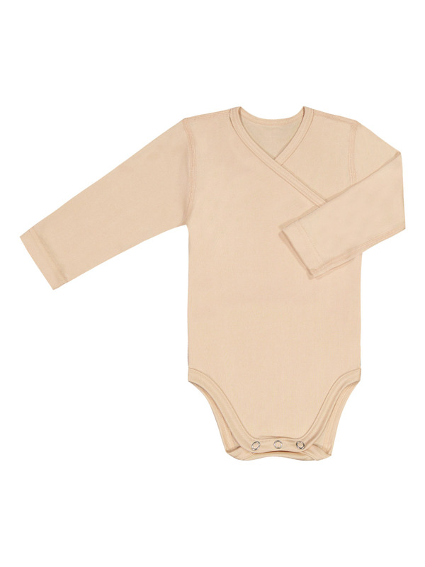 Ruskovillan puuterinsävyinen vauvojen luomusilkkibody. Ruskovilla's powder coloured organic silk baby body with long sleeves.