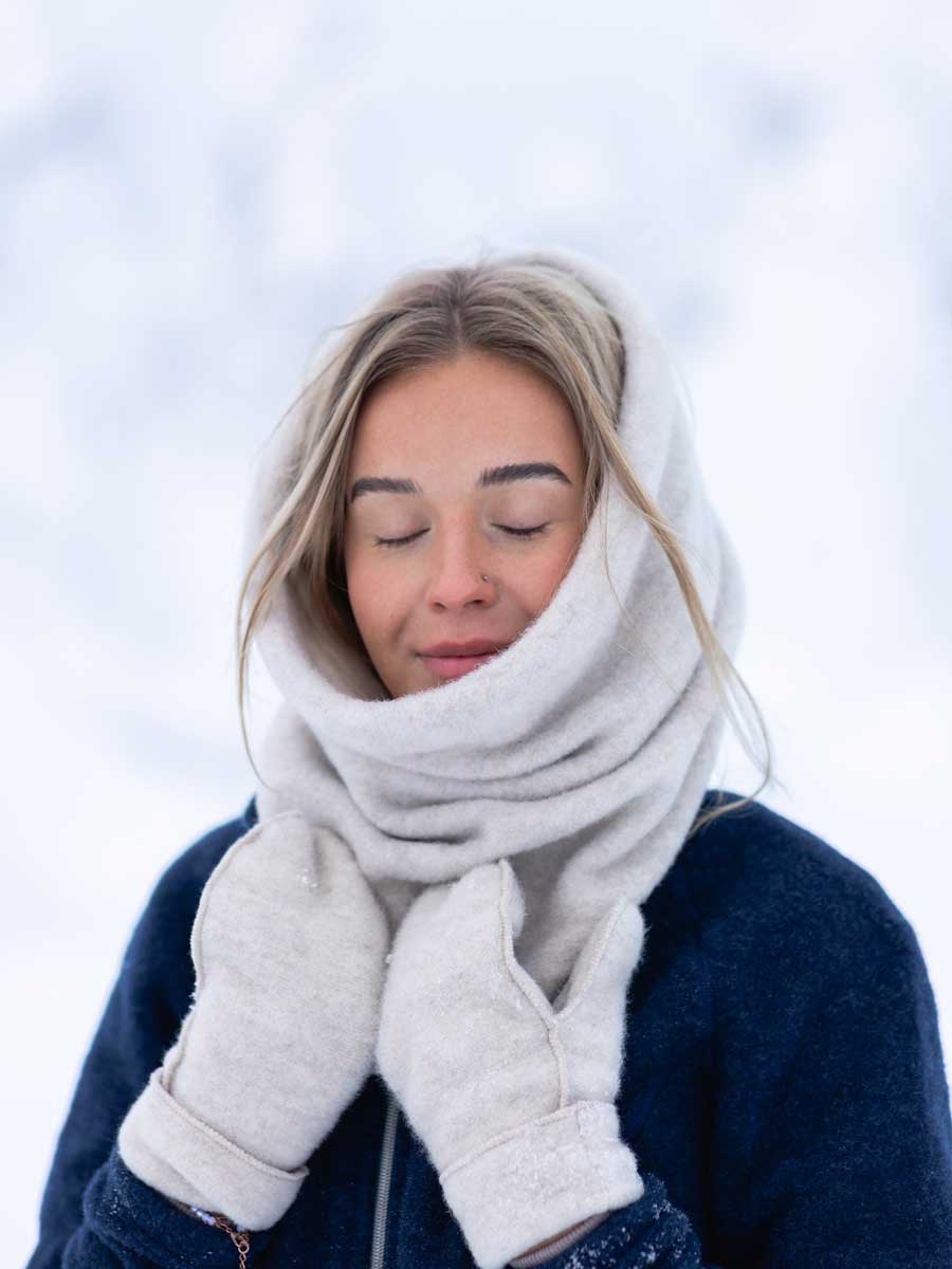 Ruskovilla's adults organic wool fleece tube scarf